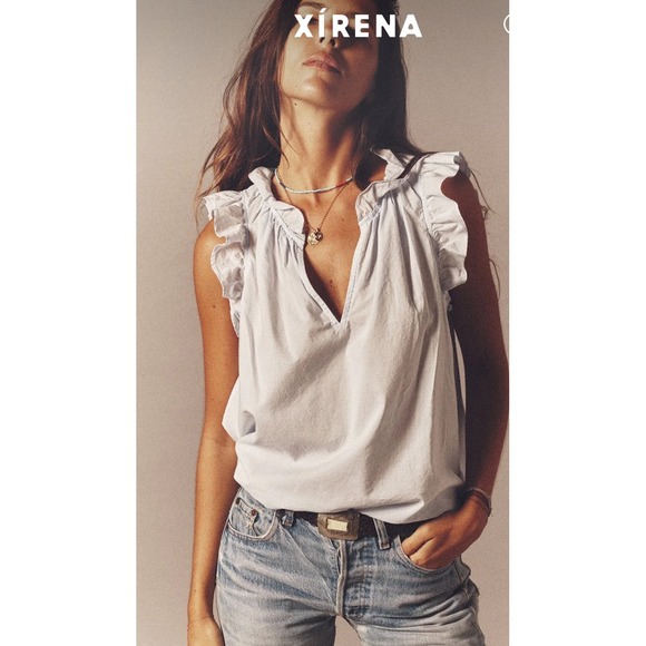 Xirena Women's Ruffle Sleeveless Top Gauze Blouse Pink Size M - Picture 1 of 7